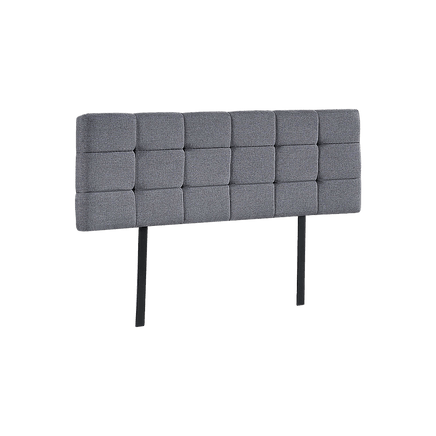 Linen Fabric Queen Bed Deluxe Headboard Bedhead - Grey Furniture Kings Warehouse 