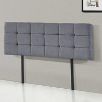 Linen Fabric Queen Bed Deluxe Headboard Bedhead - Grey Furniture Kings Warehouse 