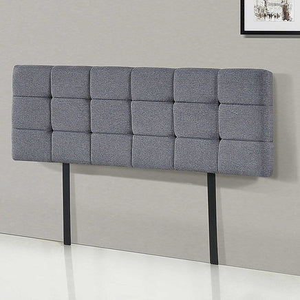 Linen Fabric Queen Bed Deluxe Headboard Bedhead - Grey Furniture Kings Warehouse 