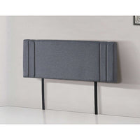 Linen Fabric Queen Bed Deluxe Headboard Bedhead - Grey Furniture Kings Warehouse 