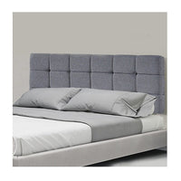 Linen Fabric Queen Bed Deluxe Headboard Bedhead - Grey Furniture Kings Warehouse 