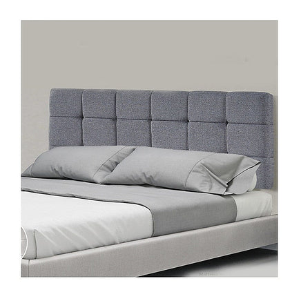 Linen Fabric Queen Bed Deluxe Headboard Bedhead - Grey Furniture Kings Warehouse 