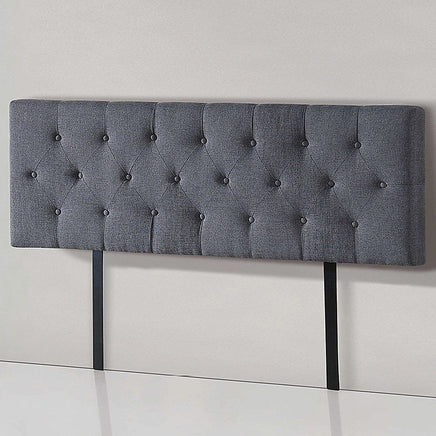 Linen Fabric Queen Bed Deluxe Headboard Bedhead - Grey Furniture Kings Warehouse 