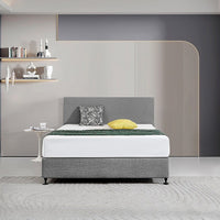 Linen Fabric Queen Bed Deluxe Headboard Bedhead - Night Ash Furniture Kings Warehouse 