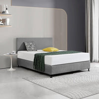 Linen Fabric Queen Bed Deluxe Headboard Bedhead - Night Ash Furniture Kings Warehouse 