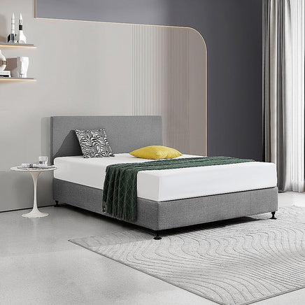 Linen Fabric Queen Bed Deluxe Headboard Bedhead - Night Ash Furniture Kings Warehouse 