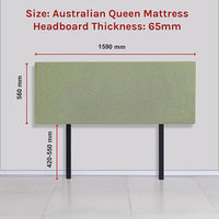 Linen Fabric Queen Bed Deluxe Headboard Bedhead - Olive Green Furniture Kings Warehouse 