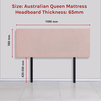 Linen Fabric Queen Bed Deluxe Headboard Bedhead - Pale Pink Furniture Kings Warehouse 