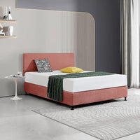 Linen Fabric Queen Bed Deluxe Headboard Bedhead - Pearl Copper Brown Furniture Kings Warehouse 
