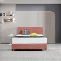 Linen Fabric Queen Bed Deluxe Headboard Bedhead - Pearl Copper Brown Furniture Kings Warehouse 