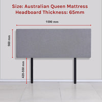 Linen Fabric Queen Bed Deluxe Headboard Bedhead - Slate Ash Furniture Kings Warehouse 