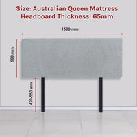Linen Fabric Queen Bed Deluxe Headboard Bedhead - Stone Grey Furniture Kings Warehouse 