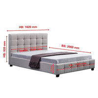 Linen Fabric Queen Deluxe Bed Frame Beige Kings Warehouse 