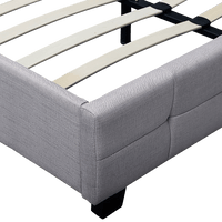 Linen Fabric Queen Deluxe Bed Frame Beige Kings Warehouse 
