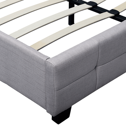 Linen Fabric Queen Deluxe Bed Frame Beige Kings Warehouse 