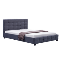 Linen Fabric Queen Deluxe Bed Frame Grey Kings Warehouse 