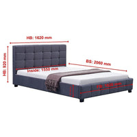 Linen Fabric Queen Deluxe Bed Frame Grey Kings Warehouse 