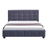 Linen Fabric Queen Deluxe Bed Frame Grey Kings Warehouse 