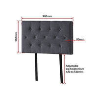 Linen Fabric Single Bed Deluxe Headboard Bedhead - Grey Furniture Kings Warehouse 