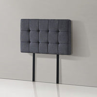 Linen Fabric Single Bed Deluxe Headboard Bedhead - Grey Furniture Kings Warehouse 