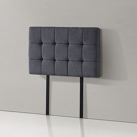 Linen Fabric Single Bed Deluxe Headboard Bedhead - Grey Furniture Kings Warehouse 