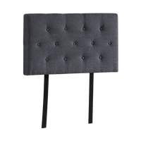 Linen Fabric Single Bed Deluxe Headboard Bedhead - Grey Furniture Kings Warehouse 