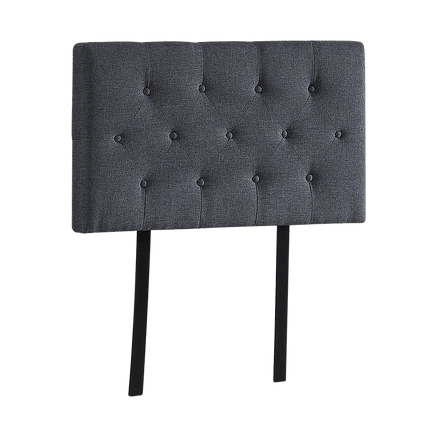 Linen Fabric Single Bed Deluxe Headboard Bedhead - Grey Furniture Kings Warehouse 