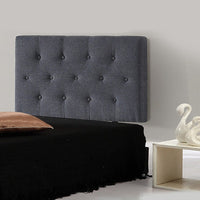 Linen Fabric Single Bed Deluxe Headboard Bedhead - Grey Furniture Kings Warehouse 