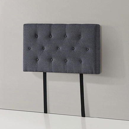 Linen Fabric Single Bed Deluxe Headboard Bedhead - Grey Furniture Kings Warehouse 
