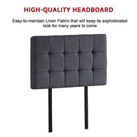 Linen Fabric Single Bed Deluxe Headboard Bedhead - Grey Furniture Kings Warehouse 