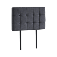 Linen Fabric Single Bed Deluxe Headboard Bedhead - Grey Furniture Kings Warehouse 