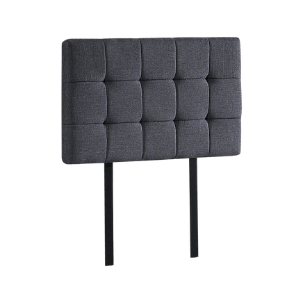 Linen Fabric Single Bed Deluxe Headboard Bedhead - Grey Furniture Kings Warehouse 