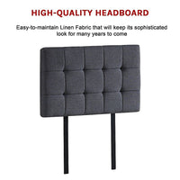Linen Fabric Single Bed Deluxe Headboard Bedhead - Grey Kings Warehouse 