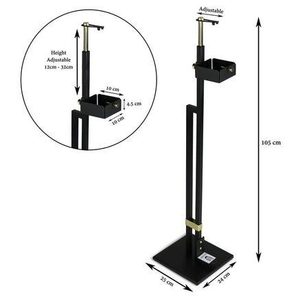 Lirash Touch Free Hand Sanitiser Dispenser Station Floor Stand Foot Operated - Gold Black Furniture Kings Warehouse 