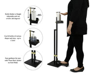 Lirash Touch Free Hand Sanitiser Dispenser Station Floor Stand Foot Operated - Gold Black Kings Warehouse 