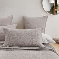 Lisbon Quilted 3 Pieces Embossed Coverlet Set-queen/double beige Kings Warehouse 