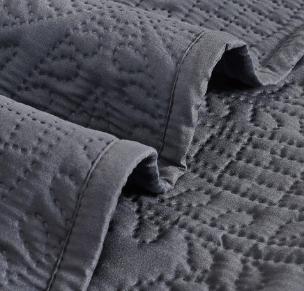Lisbon Quilted 3 Pieces Embossed Coverlet Set-queen/double charcoal Home & Garden Kings Warehouse 