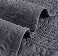 Lisbon Quilted 3 Pieces Embossed Coverlet Set-queen/double charcoal Kings Warehouse 