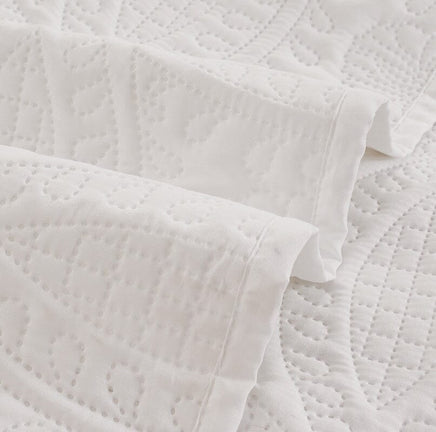 Lisbon Quilted 3 Pieces Embossed Coverlet Set-queen/double white Home & Garden Kings Warehouse 