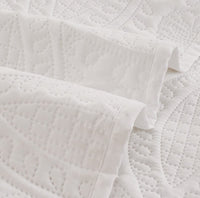 Lisbon Quilted 3 Pieces Embossed Coverlet Set-queen/double white Kings Warehouse 