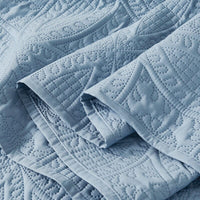 Lisbon Quilted 3 Pieces Embossed Coverlet Set-queen/king blue Kings Warehouse 