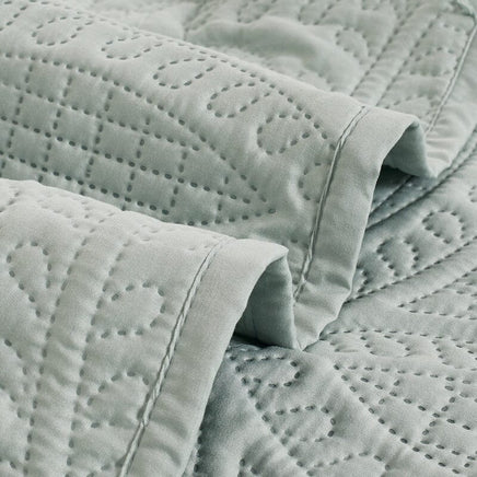 Lisbon Quilted 3 Pieces Embossed Coverlet Set-queen/king sage green Occasions Kings Warehouse 