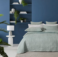 Lisbon Quilted 3 Pieces Embossed Coverlet Set-queen/king sage green Occasions Kings Warehouse 