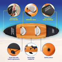 Lite-Rapid 2 Person Kayak Oars Hand Pump Fins Inflatable 3.21m x 88cm Kings Warehouse 