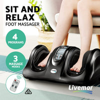 Livemor Foot Massager Shiatsu Massagers Electric Remote Roller Kneading Black Furniture Kings Warehouse 