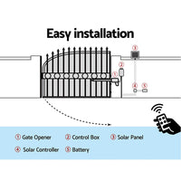 LockMaster 40W Swing Gate Opener Auto Solar Power 600KG Kings Warehouse 