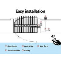 LockMaster Swing Gate Opener Automatic Solar Power 20W 600KG Kings Warehouse 