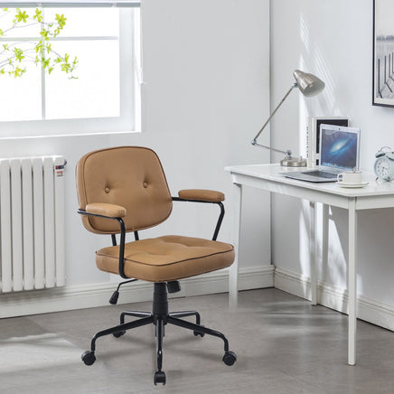 Louise Black Frame Faux Leather Home Office Chair in Brown Furniture Kings Warehouse 