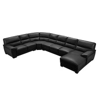 Lounge Set Luxurious 7 Seater Bonded Leather Corner Sofa Living Room Couch in Black with Chaise Furniture Kings Warehouse 