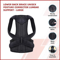 Lower Back Brace Unisex Posture Corrector Lumbar Support - Large Kings Warehouse 